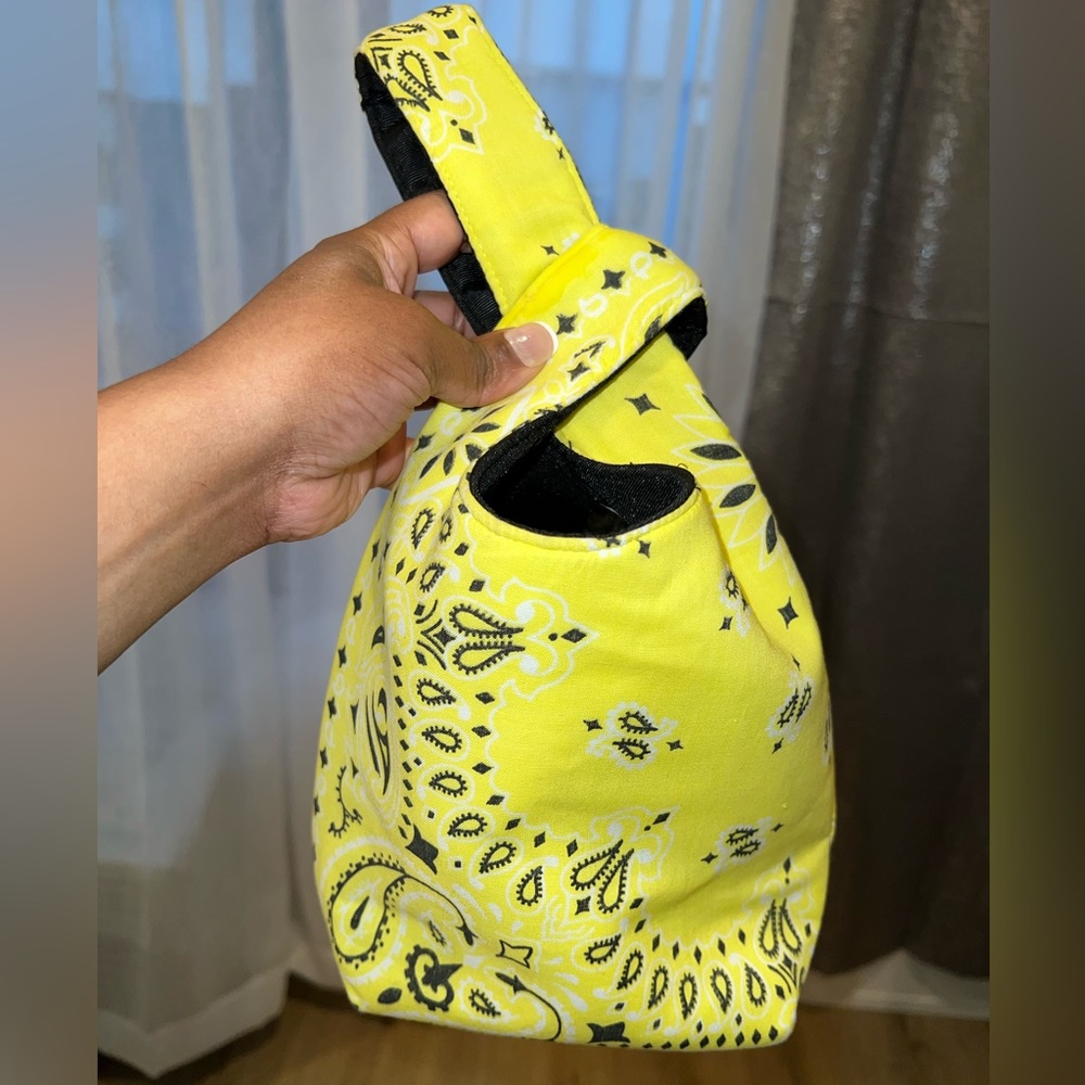 SOLD - YAITO Yellow Paisley Knot Bag
